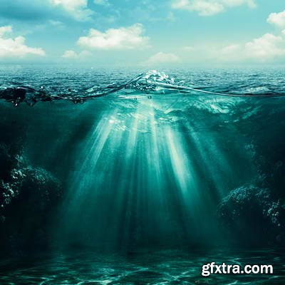 Abstract Underwater Backgrounds with Sunbeams 25xJPG