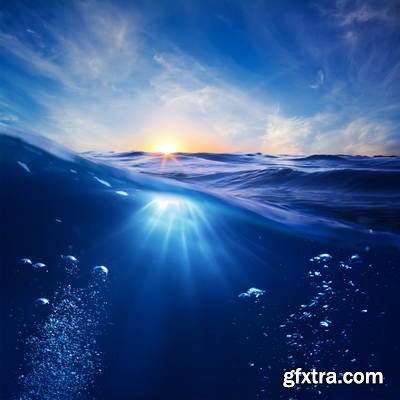 Abstract Underwater Backgrounds with Sunbeams 25xJPG