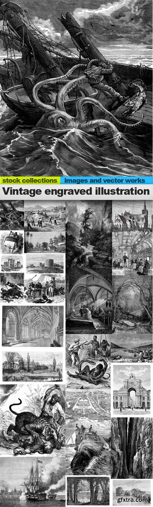 Vintage engraved illustration images,25 x UHQ JPEG