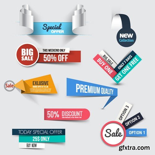 Stock Vectors - Collection of Sale Discount Styled Website Banner, 25xEPS