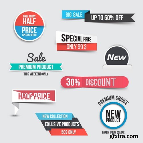 Stock Vectors - Collection of Sale Discount Styled Website Banner, 25xEPS