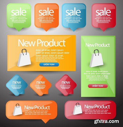 Stock Vectors - Collection of Sale Discount Styled Website Banner, 25xEPS