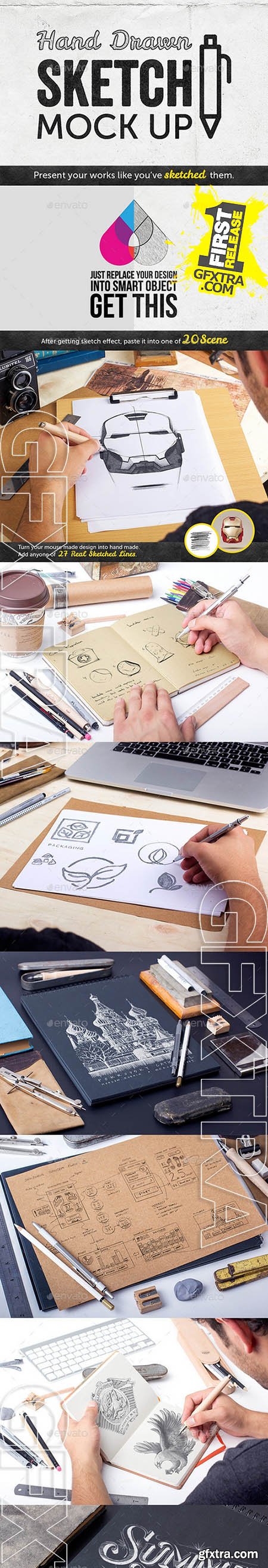 Hand Drawn Sketch Mock Up Pack - GraphicRiver 9058001