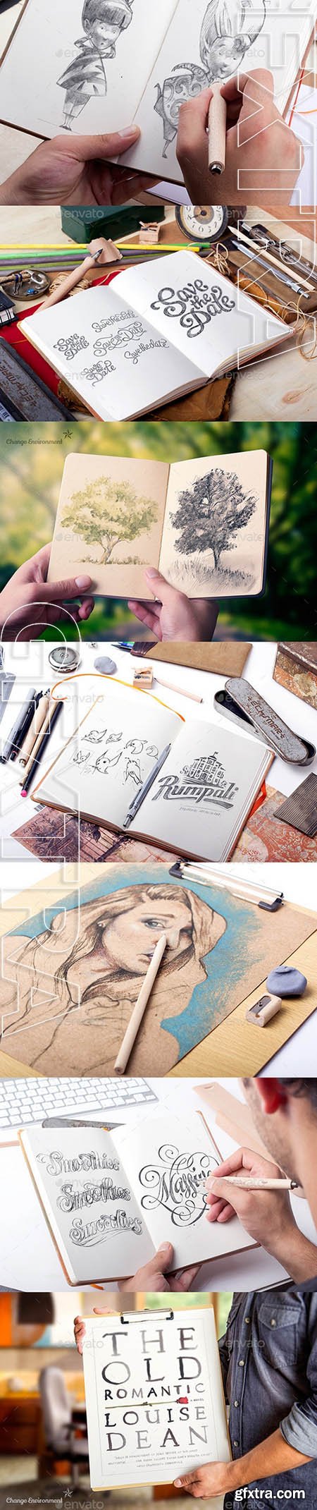 Hand Drawn Sketch Mock Up Pack - GraphicRiver 9058001