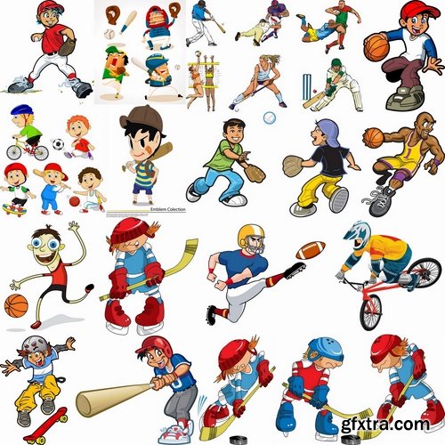 Funny cartoon sports men in vector 25 Eps