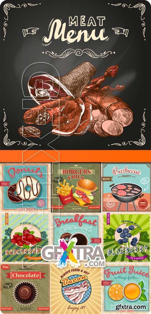 Food advertising poster vector 2