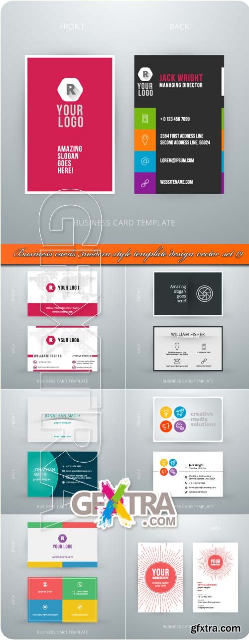 Business cards modern style template design vector set 19