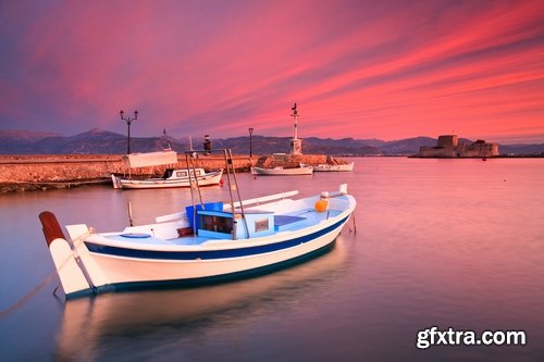 Various boats at sunset 5 UHQ Jpeg