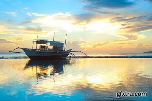 Various boats at sunset 5 UHQ Jpeg