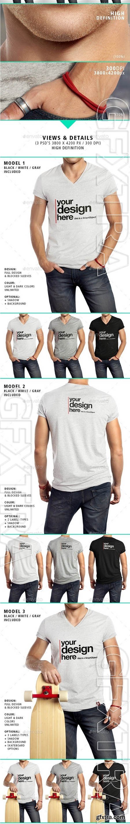 T-Shirt Vneck Man Mock-up - GraphicRiver 9030662