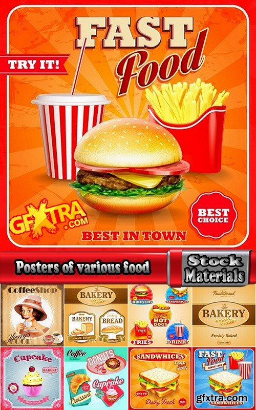 Posters of various food in vector from stock 25 Ai