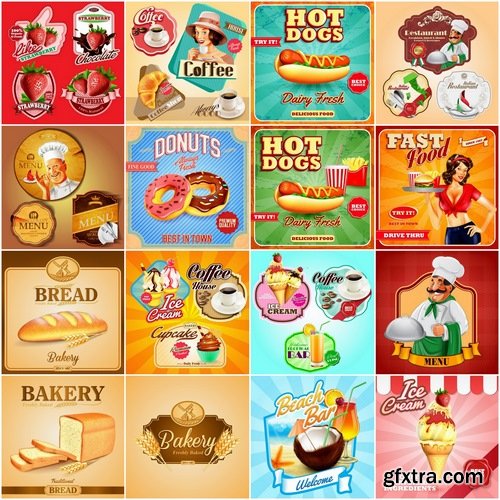 Posters of various food in vector from stock 25 Ai