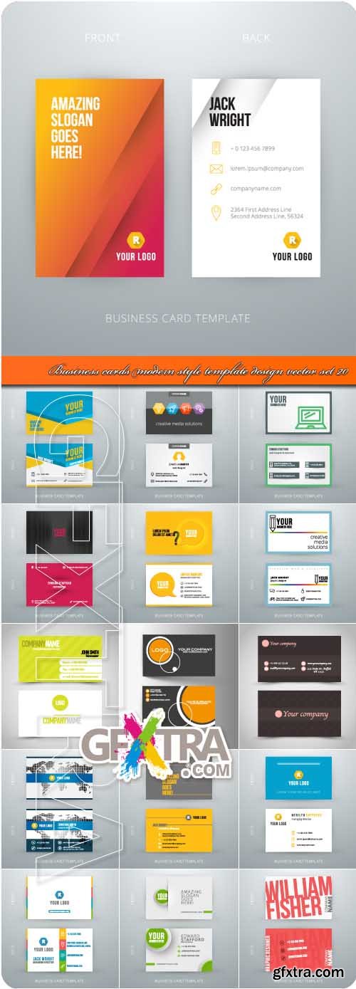 Business cards modern style template design vector set 20