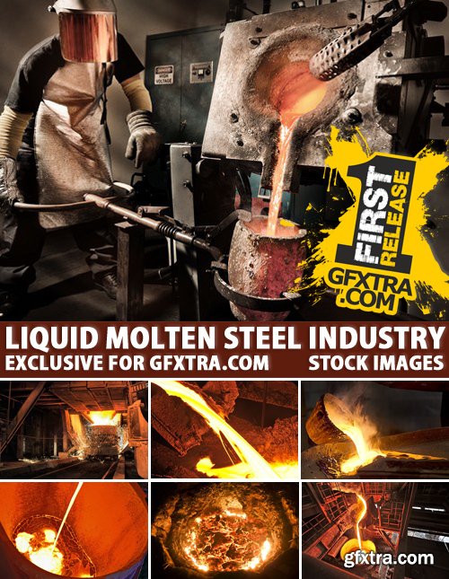 Stock Photos - Liquid Molten Steel Industry, 24xJPG