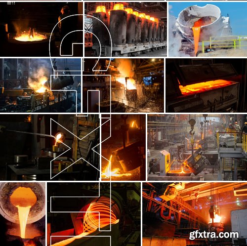 Stock Photos - Liquid Molten Steel Industry, 24xJPG