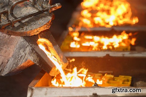 Stock Photos - Liquid Molten Steel Industry, 24xJPG