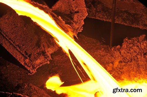 Stock Photos - Liquid Molten Steel Industry, 24xJPG