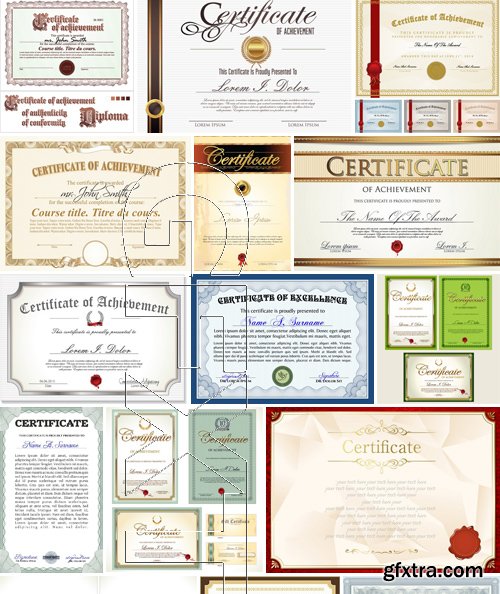 Stock Vectors - Certificate Template 5, 25xEPS