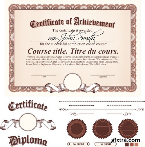 Stock Vectors - Certificate Template 5, 25xEPS