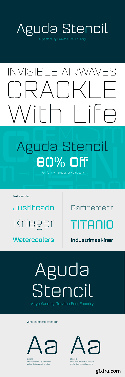 Aguda Stencil Font Family - 8 Fonts for $150