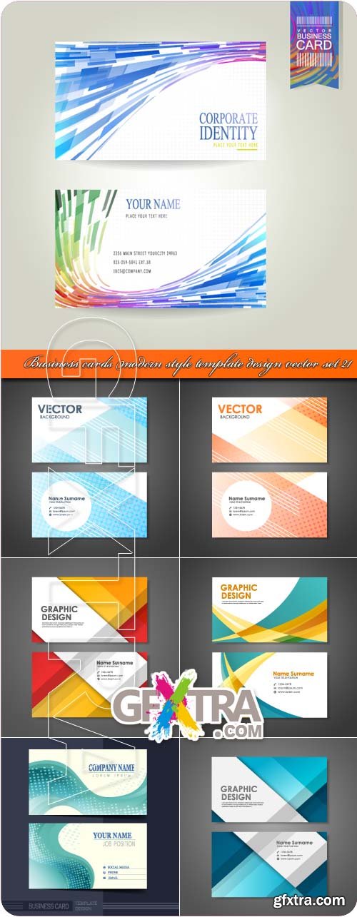 Business cards modern style template design vector set 21