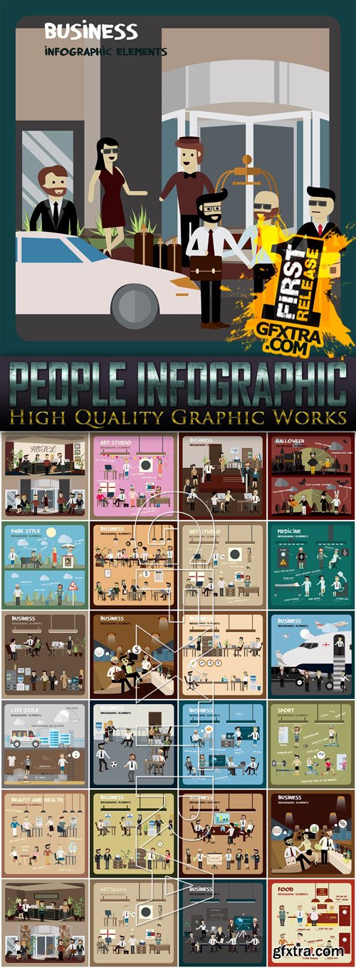 People Infographic Elements - 25 Vector