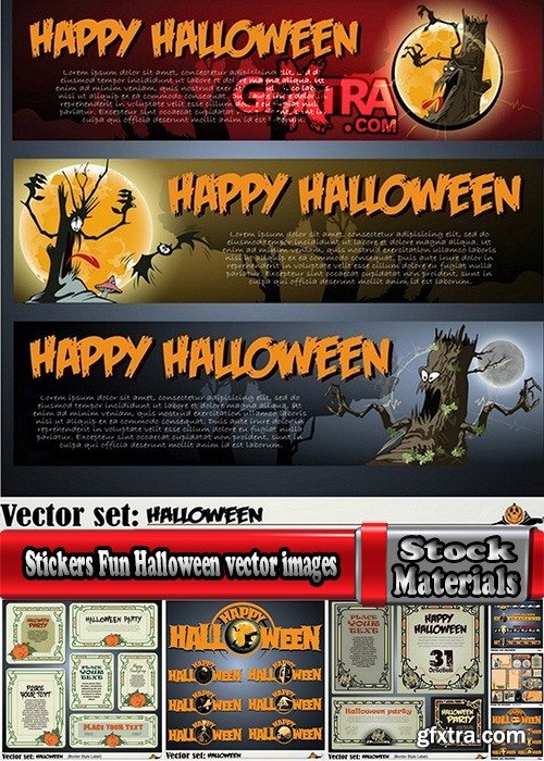 Stickers Fun Halloween vector images 25 Eps