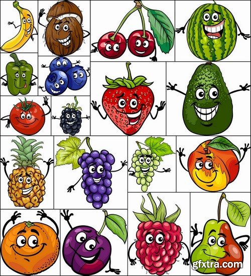 Funny vegetables and fruit vector images 25 Eps