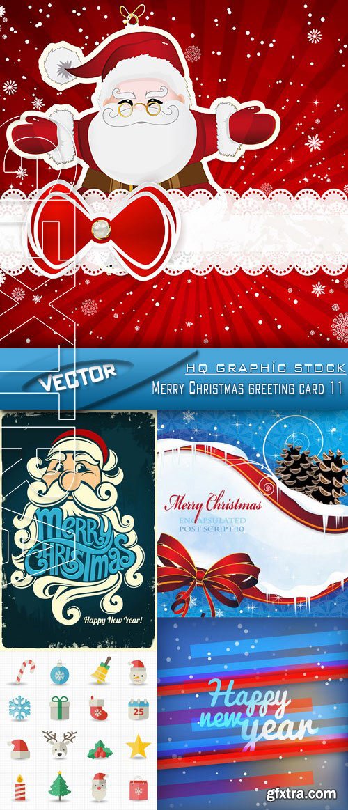 Stock Vector - Merry Christmas greeting card 11