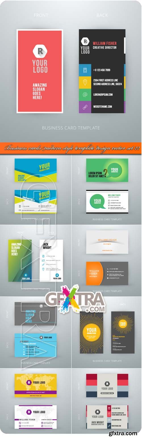 Business cards modern style template design vector set 22