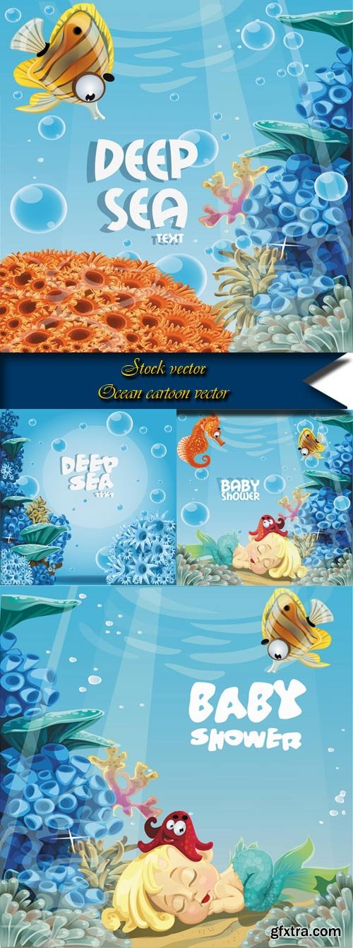 Ocean Cartoon Vectors 4xEPS