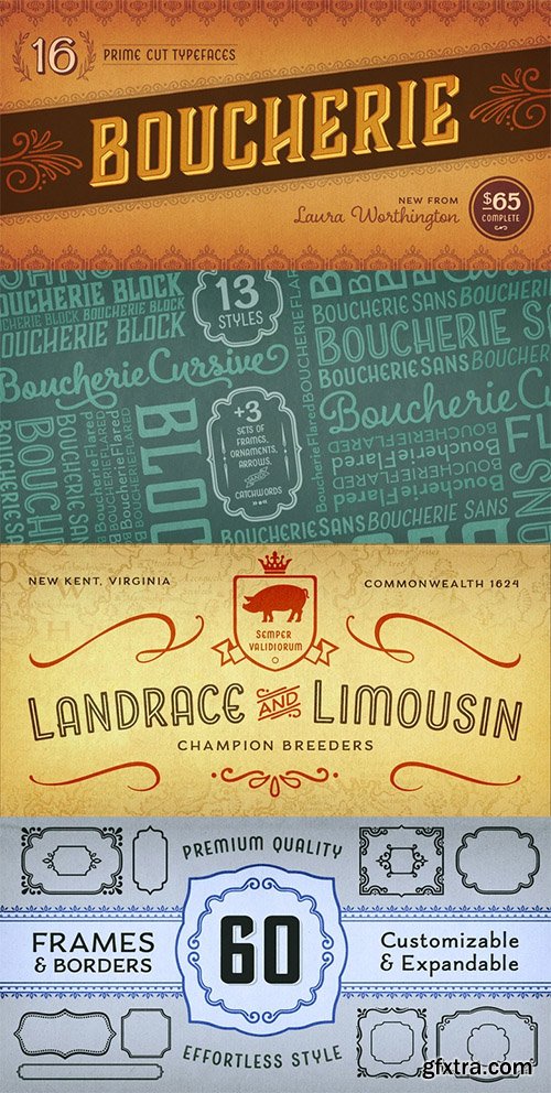 Boucherie Font Family - 16 Fonts $320