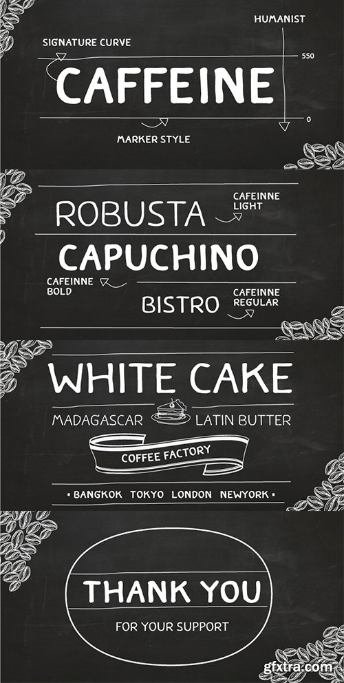 Caffeine Font Family - 3 Fonts $27