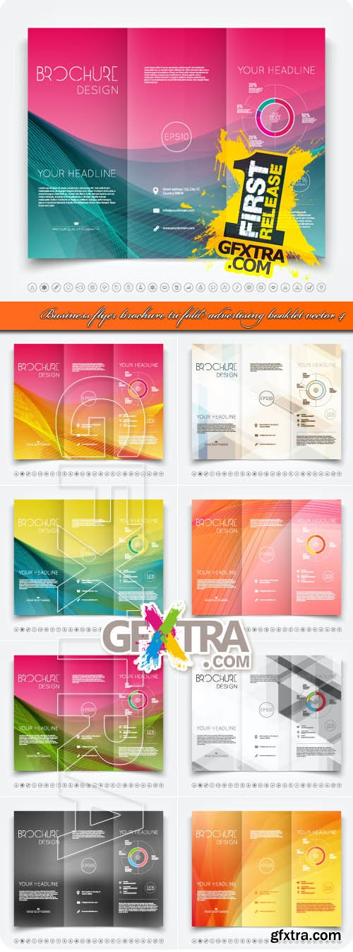 Business flyer brochure tri fold advertising booklet vector 4