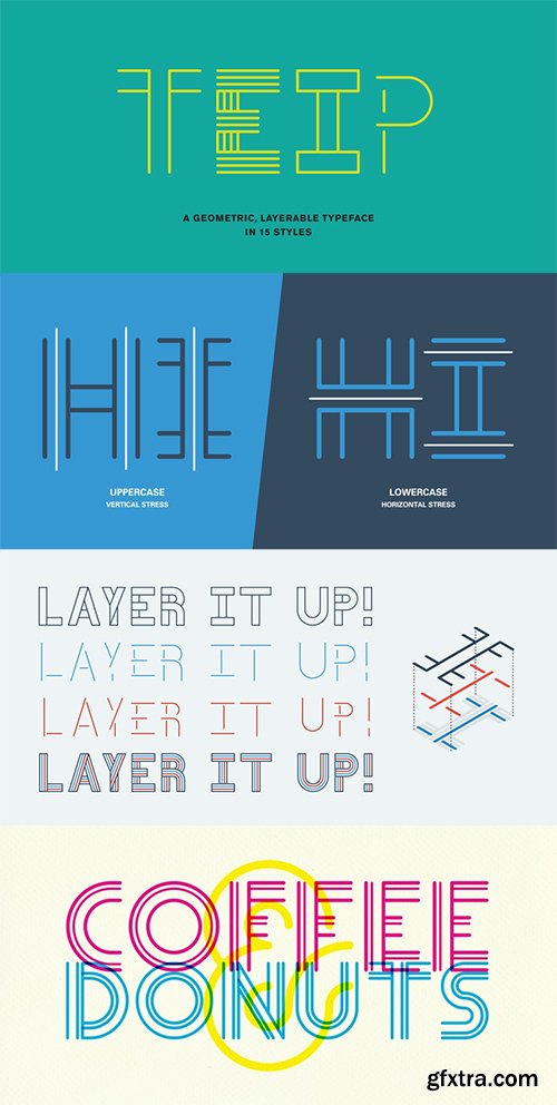 Teip Font Family - 15 Fonts $225