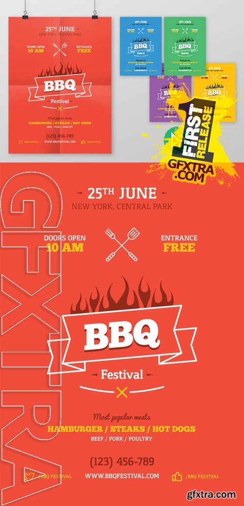 BBQ party poster template - Creativemarket 49849