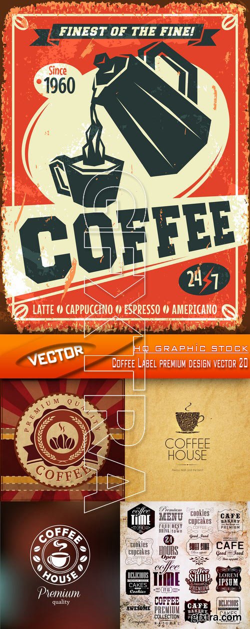 Stock Vector - Coffee Label premium design vector 20