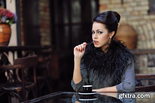 Beautiful girl drinking beverages 25 UHQ Jpeg