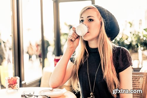 Beautiful girl drinking beverages 25 UHQ Jpeg