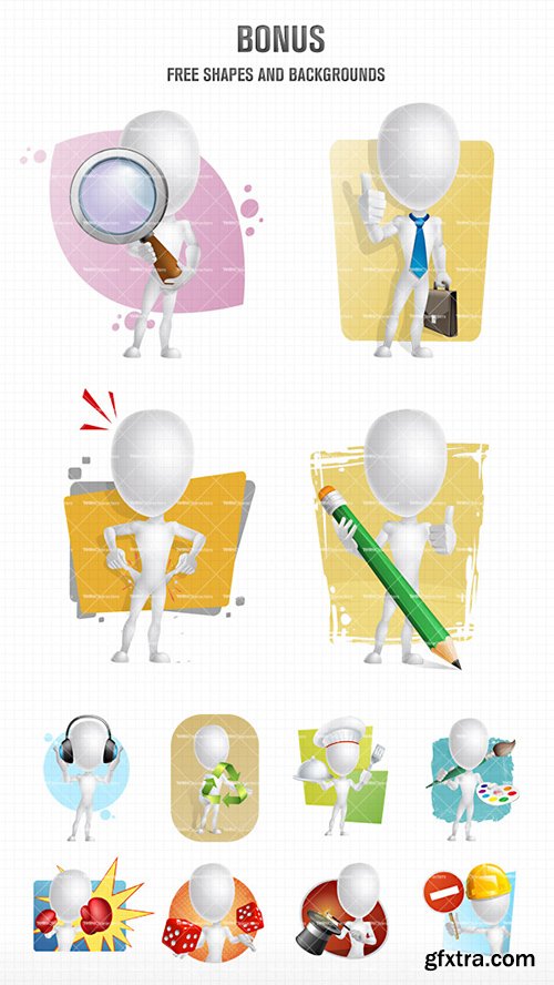 3D Man Cartoon Character Set