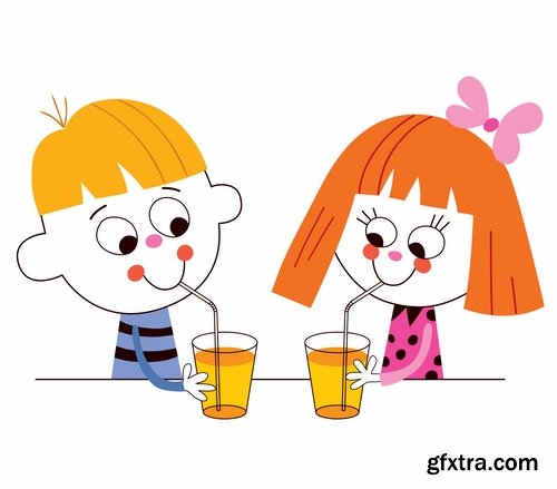 Beautiful girl drinking juice vector images 25 Eps