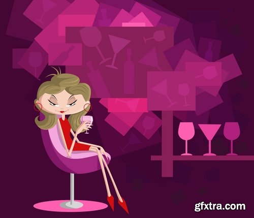 Beautiful girl drinking juice vector images 25 Eps