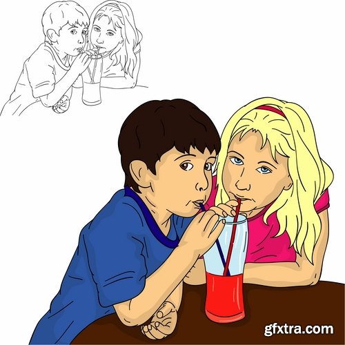 Beautiful girl drinking juice vector images 25 Eps