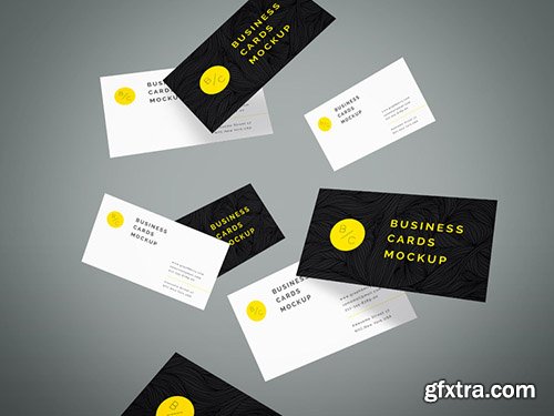 Flying Business Cards PSD Mock-Up