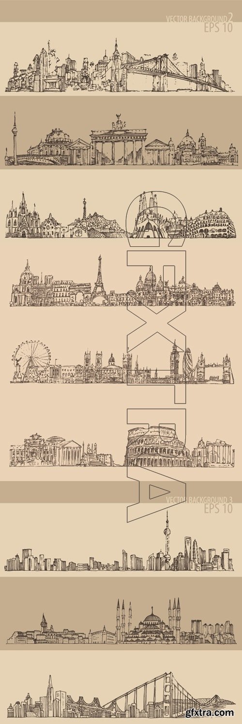 City Skyline Banners Vector