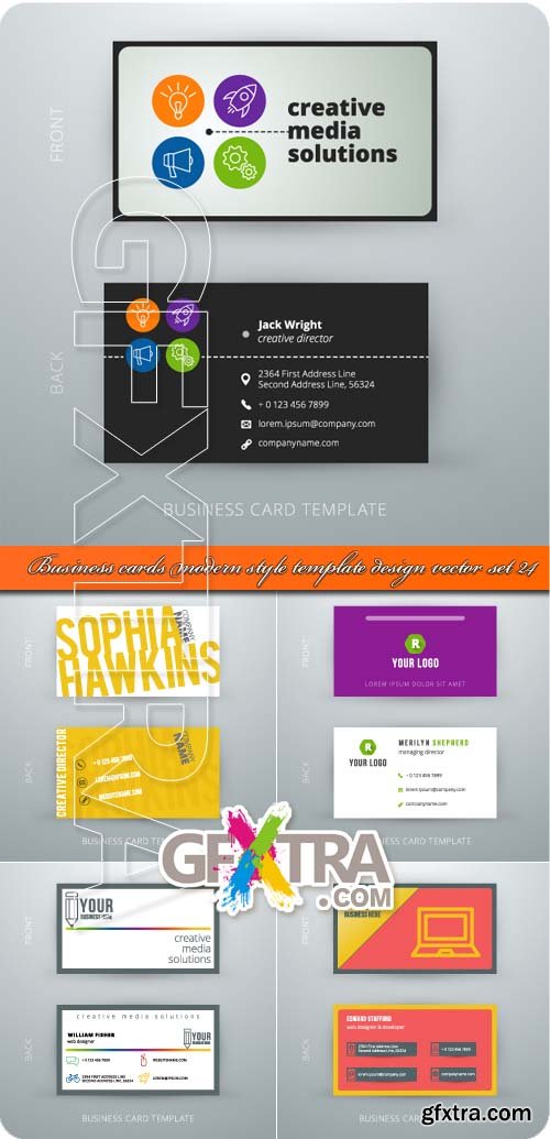 Business cards modern style template design vector set 24