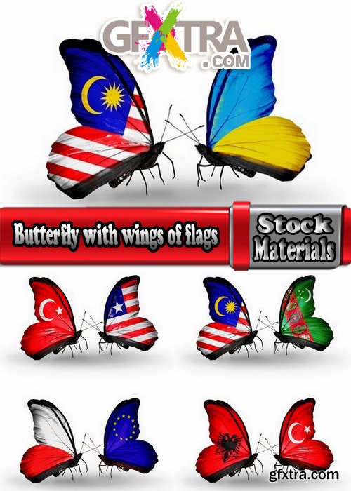 Butterfly with wings of flags 5 UHQ Jpeg