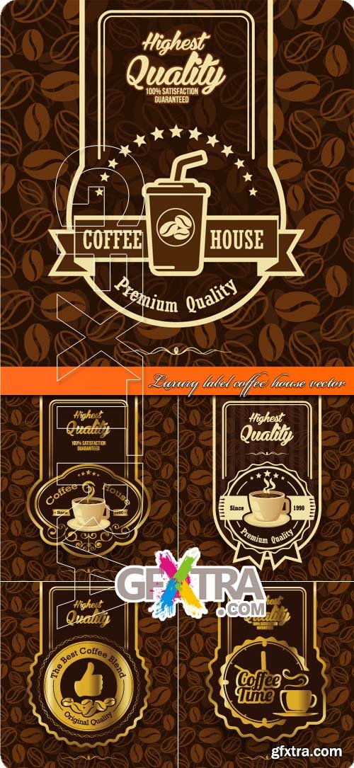 Luxury label coffee house vector