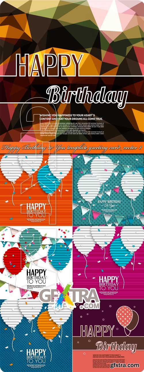 Happy Birthday to You template greeting card vector 8