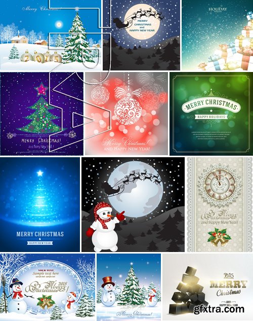 Stock Vectors - Merry Christmas Background, 25xEPS